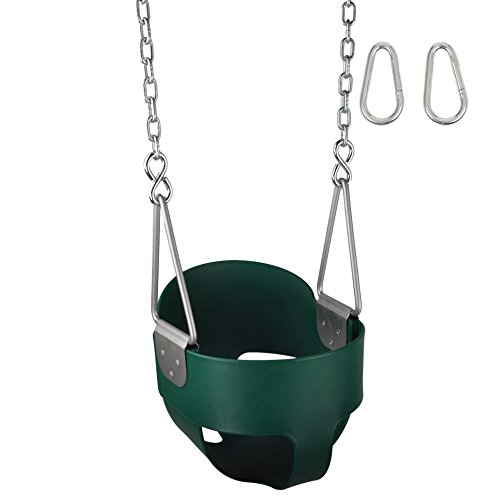 Swing Set Stuff Highback Full Bucket (Green) with Chains and Hooks and SSS Logo Sticker
