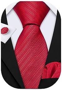Barry.Wang Tie Set Plaid Necktie Men's Check Handkerchief Cufflinks Sets Formal Business Wedding