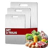 Purpledi 3 Pièces Planche à Découper en Titane Multifonction, Double Face de Qualité Alimentaire, Antibactérienne, Résistante aux Odeurs, pour Viande, Fruits et Légumes, Planche en Titane Inox