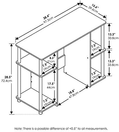 Furinno JAYA Compact Computer Desk, Writing Desk, Study Desk, Espresso, 97.5 (W) x 72.4 (H) x 39.6 (D) cm