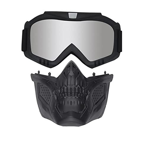 Airsoft Mask Balaclava Full Face And Detachable Anti Fog Airsoft Goggles Military Outdoor Sport Cs Tactical Paintball Mask Face Eye Protection Headgear Mask (Silver) #TOP4