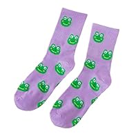 Frog Pattern Socks Funky Reach pair Crew Animation Cartoon Funky Gift for Him Her Print Mid-Calf Black Green Kids Chil Girlfriend Animal Print Mid-Calf Pink Cool Bright Party Birthday Novelty