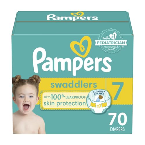 Image of Pampers Swaddlers Diapers - Size 7, 70 Count, Ultra Soft Disposable Baby Diapers