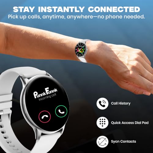 Image of PunnkFunnk Glavito Round Dial Smartwatch with 1.49 inch AMOLED Display, Bluetooth Calling, Functional Crown Control, 100+ Sports Modes, IP67, Health Tracking, 100+ Watch Faces for Men & Women (Grey)