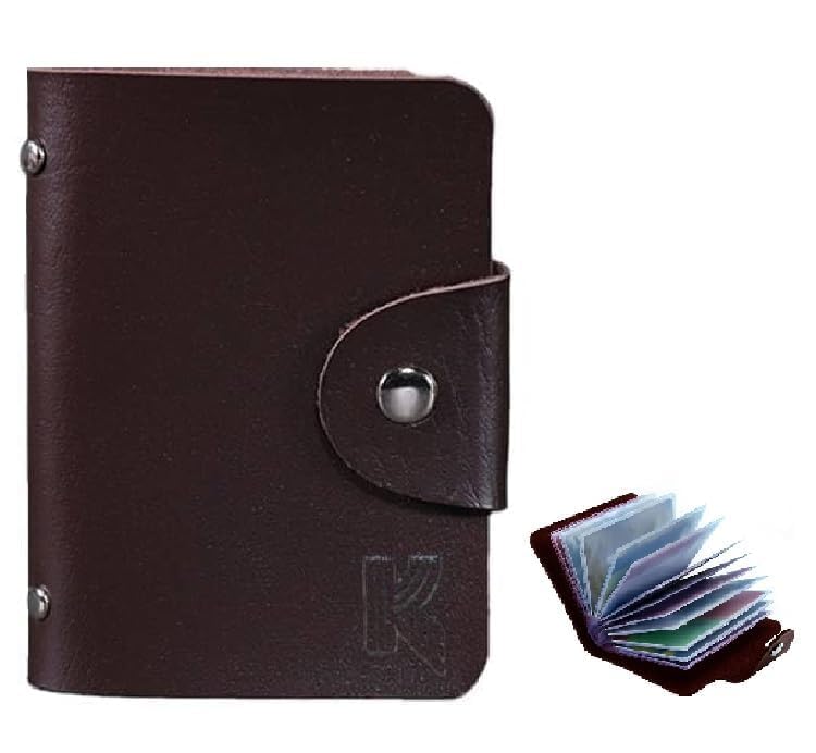 Image of Kraptick Card Holder Wallet for Men & Women- Credit Card Holder Organizer Multi Slot Card Case Wallet Compact Visiting Card Holder Slim Pocket Card Organizer for Daily Use & Travel (Pack of 2) (Brown)