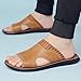 SIYAKE Men'S Round Open Toe Flat Slide Sandals Fashion Slip On Comfortable Softsole Slippers Casual Summer Outdoor Anti-Slip Lightweight Walking Beach Sandals (Brown,10)
