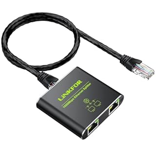 LiNKFOR Splitter Ethernet RJ45 Switch LAN 2 Porte Gigabit 1000Mbps Répartiteur per Rete Cat8/Cat7/Cat6 Compatibile con Router, Modem, PC (1 Ingresso 2 Uscite)