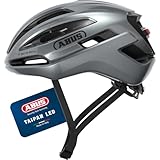 ABUS Taipan LED Gravel Bicycle Helmet, Integrated Light, Eyewear Storage, Size S, Silver