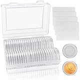 50PCS 40mm Coin Capsules Protective Storage Set with White Foam Gaskets and Organizer Box for Collectible Coins Display and Safe Keeping