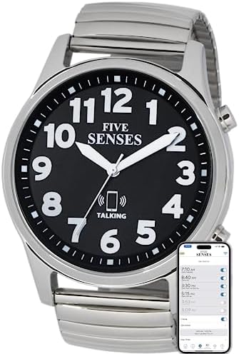 FIVE SENSES Jumble Smart Atomic Talking Watch with Voice Reminders and App Control for Seniors and Visually Impaired - A Great Gift for Blind Men and Women. A Talking Watches for The Blind