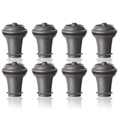 Vacu Vin Wine Saver Vacuum Stoppers - Set of 8 - Gray - Airtight Seal for Opened Bottles to Preserve Freshness Up to 10 Days - Food Grade Rubber - Easy to Use Perfect for Every Occasion