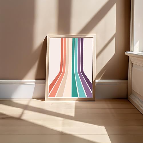 Image of BLINKART Rainbow Arch Aesthetic Modern Art Walls With Frame | Natural Wood Texture | Living Room Bedroom Office Wall Decoration | Poster Home Decor Frames Wall Bedroom | 12x8 Inches (D72)