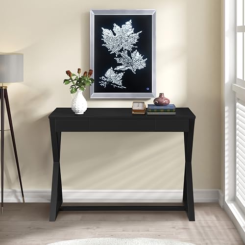 LUMILAND Charming Charcoal Finish Console Table for Stylish Entryways, Modern