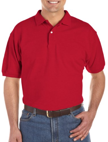 Harbor Bay by DXL Men's Big and Tall Piqué Polo Shirt, Tango Red Heather