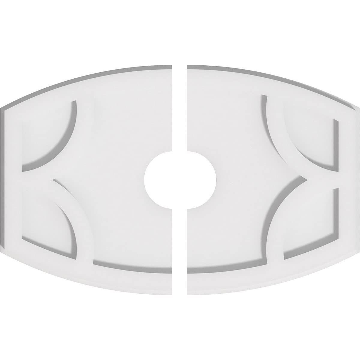Ekena Millwork CMP18X12KY2-03000 Kailey Architectural Grade PVC Contemporary, Two Piece Urethane Ceiling Medallions 18"W x 12"H x 3"ID x 9 3/4"C x 1"P