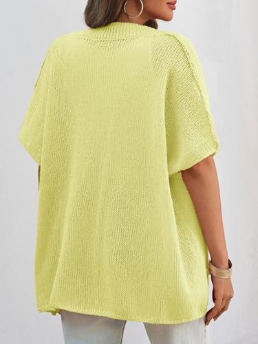 Image of Saodimallsu Womens Short Sleeve Cardigan Sweaters Button Down Lightweight Knit Cardigans
