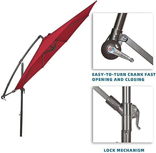 Qdy -9.8 Ft/3M Cantilever Parasol, Banana Garden Parasol Umbrella With Crank Handle & Height Adjustable, Uv50+ Waterproof Outdoor Sun Shade For Outdoor, Patio,4 Red #TOP5
