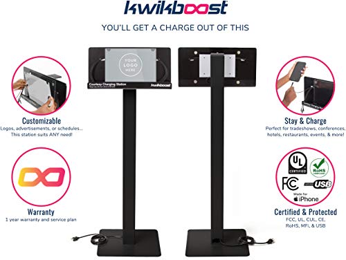 Kwikboost Free Standing Cell Phone Charging Station With Acrylic Sign Holder| Multi-Device Kiosk With 8 Ports | Great For Conferences & Trade Shows | Compatible With Iphone, Androids, Tablets & More! #TOP5