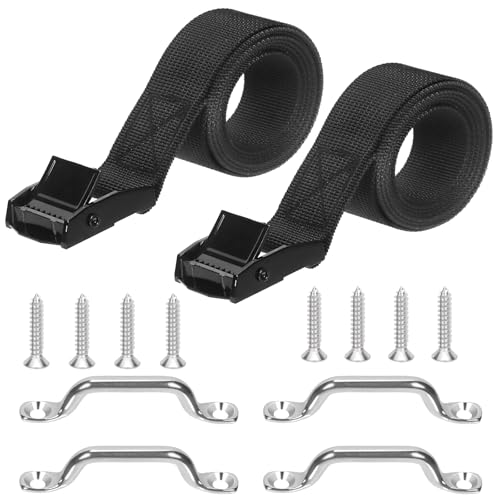 Rustark 14 Stück Batterie-Spanngurt-Set mit Edelstahl-Schnalle, Halterung und Schrauben, Spanngurt Befestigungsgurt mit Edelstahlschnalle für Boote, Gepäckgurt, Autos, einfach zu bedienen