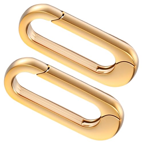 2pcs Gold Jewelry Clasps 0.7x0.27in Oval 18k Gold Necklace Enhancer Shortener Spring Bail Clasp Rings Pendant Clasp Connector Carabiner Bracelet Extender for Jewelry Bracelet Making