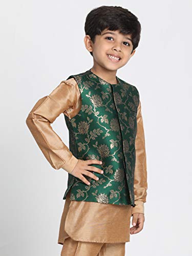 Image of JBN Creation Black Cotton Silk Blend Boys Nehru Modi Jacket