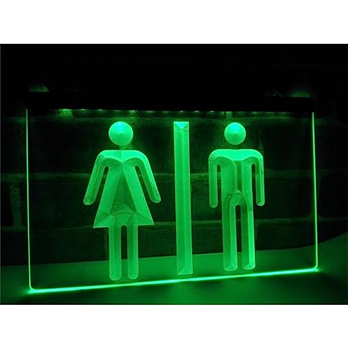 YSOLDA Inodoro Unisex Hombres Mujeres Letrero de neón LED, USB Personalizado 3D Grabado Luces de neón con atenuador, para Bar Centro Comercial baño Colgante de Pared Regulable Decorativo,RGB,30x20cm