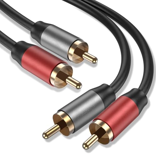 Image of Tobfit RCA Stereo Cable,2RCA Male to 2RCA Male Stereo Auxiliary Audio Cable Subwoofer Cable 3.28ft /1M, 24K Gold Plated Nylon Braided for Home Theater, Audio, HDTV, Car Stereo, Speakers (1.5M)