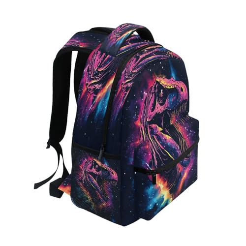 Space Neon Dinosaur Backpack for School Boys Girls Adults Kids Bookbag Laptop Bag 18L2