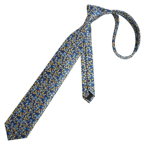 Image of Alizeal Mens 3.15inches Exquisite Floral Tie with Small Flower Printed Pocket Square