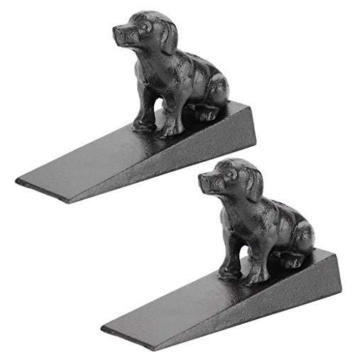 Sumnacon 2 Pcs Cast Iron Cute Dog Door Stops Heavy Duty Rustic Door