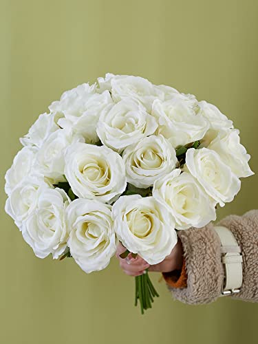 Party Joy 20Pcs Artificial Flowers, Silk Flower Realistic Roses Bouquet Long Stem Fake Flower For Home Decor Wedding Decoration #TOP1