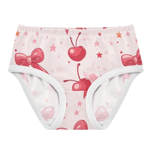 Wusikd Cherry Bows Girls' Underwear Cotton Stars Pink Girls Briefs Soft Toddler Underwear 2T