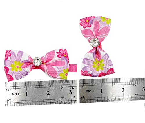 JpGdn 12pcs Pet Bowties Dog Bow Ties Neck Bows with Glittery Rhinestone Adjustable Neckties Collar for Small Medium Puppy Doggy Cats Animals Grooming Accessories
