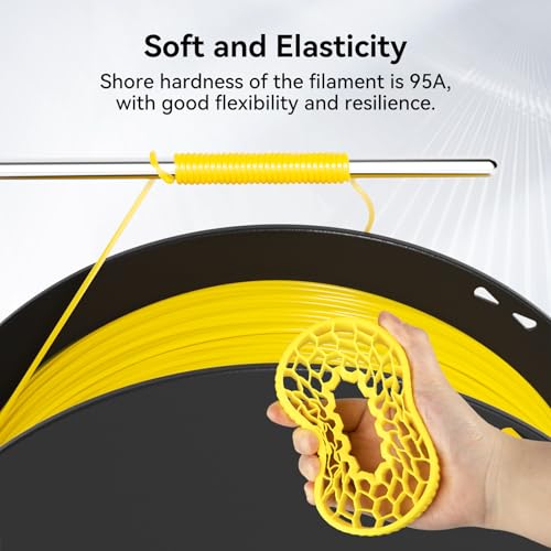 kexcelled TPU 95A Filament, Flexibel und Weich, Hervorragende Elastizität, 1,75mm 1kg Spule Rolle, 3D Drucker Materialient, Vakuumverpackung, für FDM Druckern, Schwarz – Bild 4