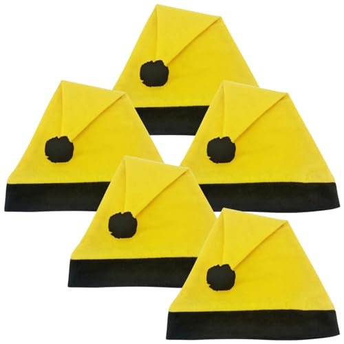 Ciffre 5 er Set Weihnachtsmütze Nikolausmütze Gelb Schwarz Uni...