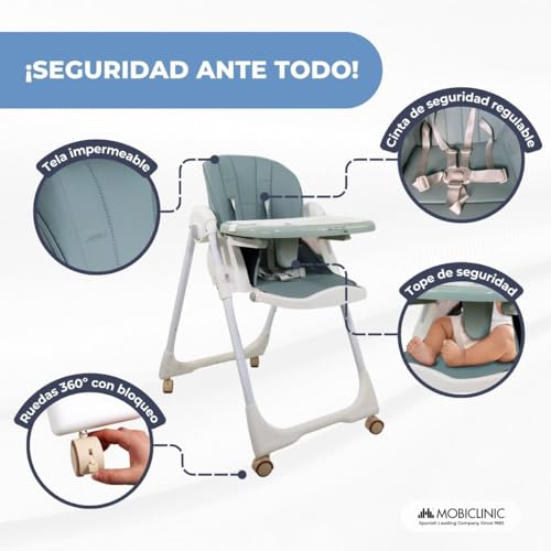 Miniatura 3 de Mobiclinic , Trona Para Bebé, Evolutiva, Extraplegado, Convertible En Silla Alta, Simba, Arnés Con 5 Puntos, Ruedas Con Frenos, Doble Bandeja Desmontable, Textil Lavable Y Desmontable, Regulable