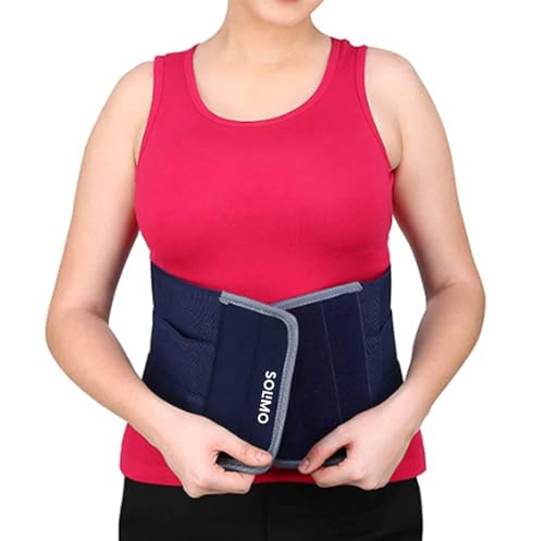 Image of Amazon Brand - Solimo Rubber Abdominal Support Wrap for Post Delivery Tummy Shaping | Lumbo Sacral Lower Back Relief | Breathable Compression Wear for Men Women | Navy Blue Universal Size
