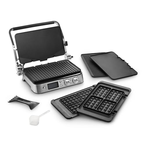 De'Longhi CGH1030D Livenza All-Day Grill, Griddle and Waffle Maker Silver Large