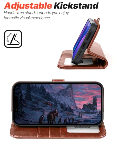 OCASE for iPhone 17e Case/iPhone 16e Detachable Wallet Case with Card Holder, 2 in 1 Pu Leather Flip Folio with RFID Blocking Stand Wrist Strap Shockproof Phone Cover 6.1 Inch 2025, Brown - image 7