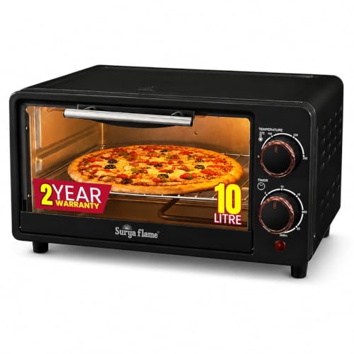 Image of Surya Flame Zolo 10L OTG Oven for Kitchen, 1200W Compact Toaster Griller for Baking Pizza, Cake, Grilling | Auto-Shut Off with Ready Bell | Multi-Stage Heat Selection & Timer | 2 Year Warranty