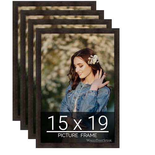 WallsThatSpeak 15x19 Espresso Brown Picture Frame for Puzzles Posters Photos or Artwork, Set of 4