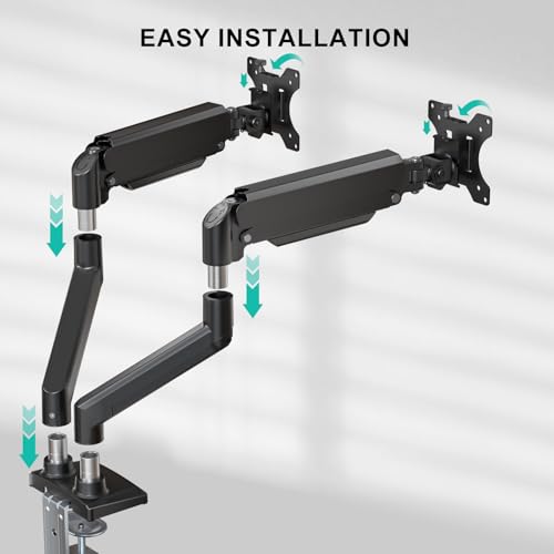 Image of WALI Dual Monitor Mount, Adjustable Gas Spring Desk Stand for 2 Monitors, Heavy Duty Arm up to 32 Inch Screen, Hold up to MAX 22lbs, Max Mounting Holes 100x100mm (GSMP002N), Black