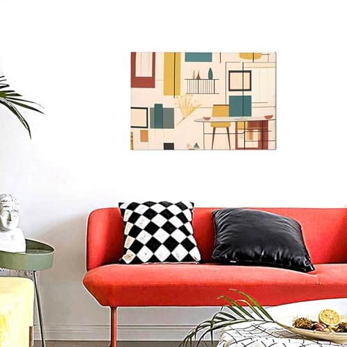 Toile murale moderne du milieu du siècle, œuvre d'art d'intérieur