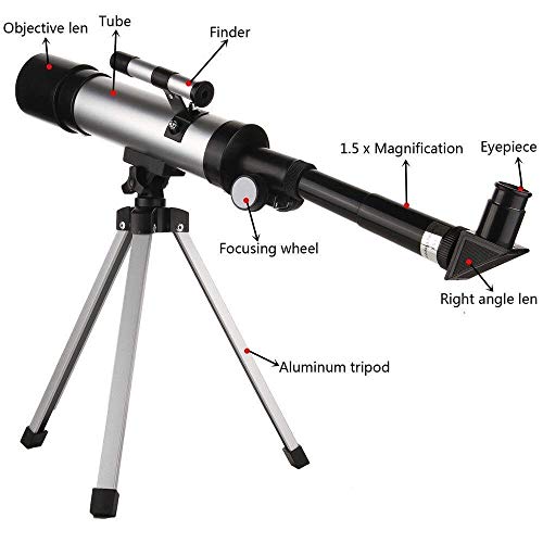 Telescopio astronómico refractor 360x50mm con trípode miniatura 2