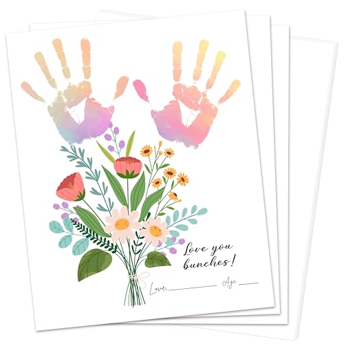 KWGLRIIM Mothers Day Crafts For Kids, Handprint Art DIY Greeting Cards, Meaningful Gifts for Mom from Daughter Son for Mothers Day Birthday, Gift for Grandma Wife(8x10 inches, Set of 10)-03