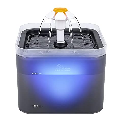 Cat Water Fountain, 67oz/2L Automatic Cat Drinking Fountain, Pet Water Fountain with LED Light and Filter for Cats and Small Dogs (Grey) Cover