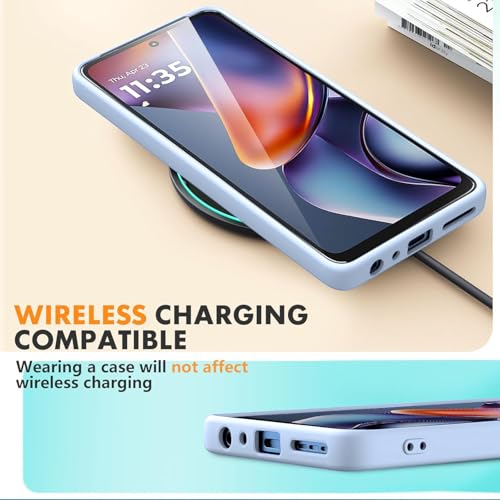 Image of DIZORO Microfiber Candy Case for Motorola Edge 60 Pro 5G Smooth Touch Cushion Liquid Soft Silicone Gel Rubber Phone Cases Non-Slip Full Body Protective Shockproof Back Cover - Carolina, Blue