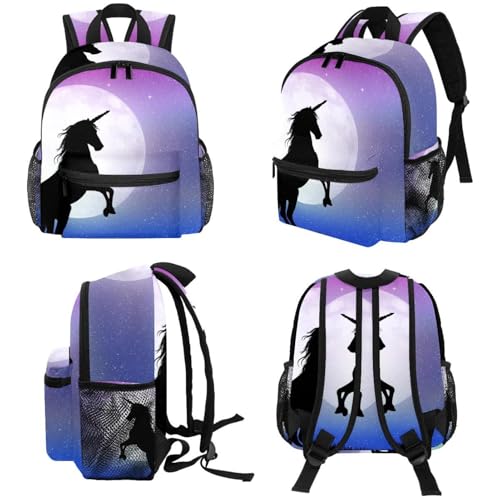 Sac à dos licorne au clair de lune léger avec poches de bouteille