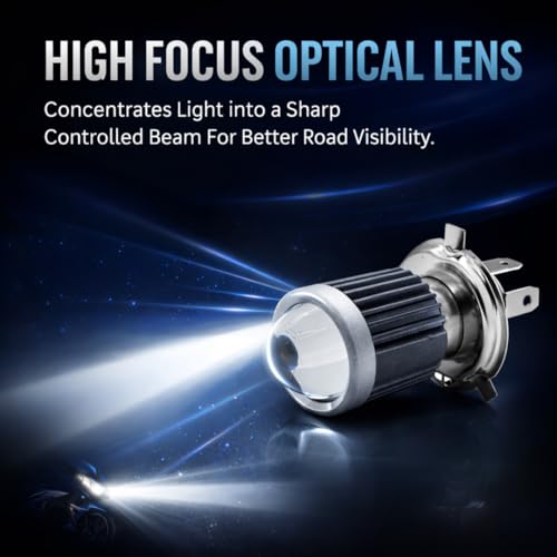 Image of AUTOPOWERZ LED H4 Projector Headlight Bulb Waterproof & Dustproof High Brightness 20 Watts 12 Volts DC Power Yellow White Light Reflection Universal Fit For All Bikes & Cars Models (Pack of 1)