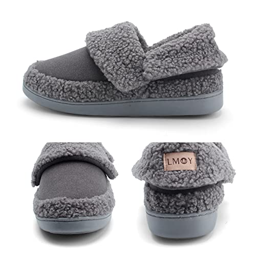 LMOY Bootie Slippers For Women And Men Faux Shearling Shoes Lamb Fur Indoor And Oudoor Red/Coffee/Dark/Blue/Grey2